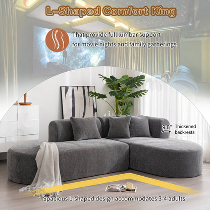 Canapé sectionnel incurvé moderne 4 places avec 4 coussins moelleux pour salon et chambre à coucher