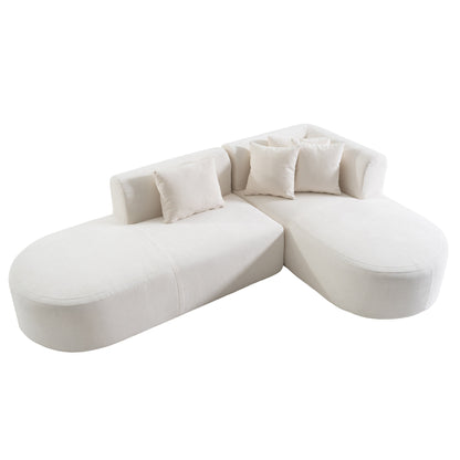 Canapé sectionnel incurvé moderne 4 places avec 4 coussins moelleux pour salon et chambre à coucher