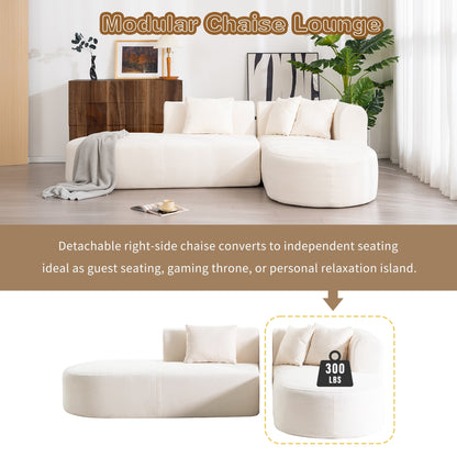 Canapé sectionnel incurvé moderne 4 places avec 4 coussins moelleux pour salon et chambre à coucher