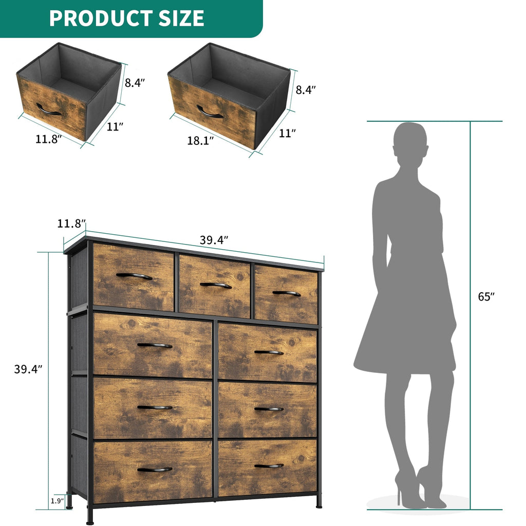 Commode de chambre moderne à 9 tiroirs avec tour de rangement