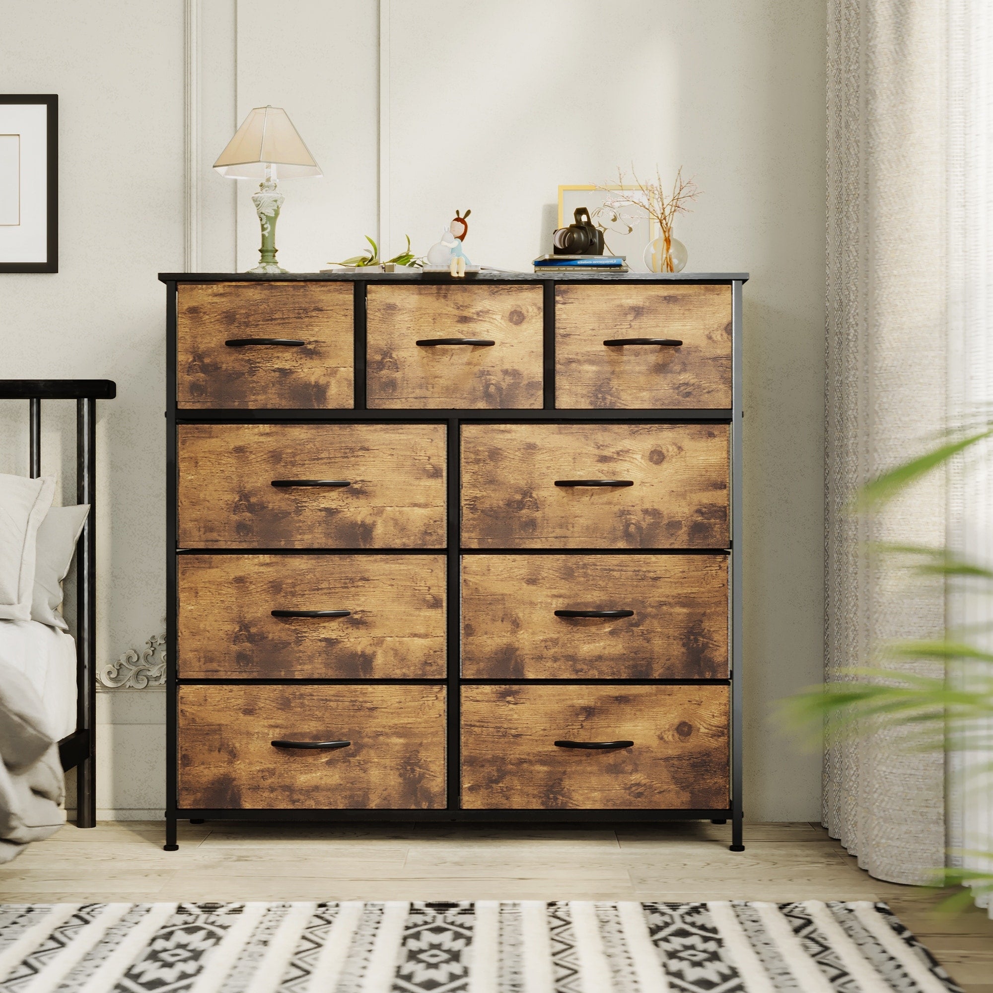 Commode de chambre moderne à 9 tiroirs avec tour de rangement