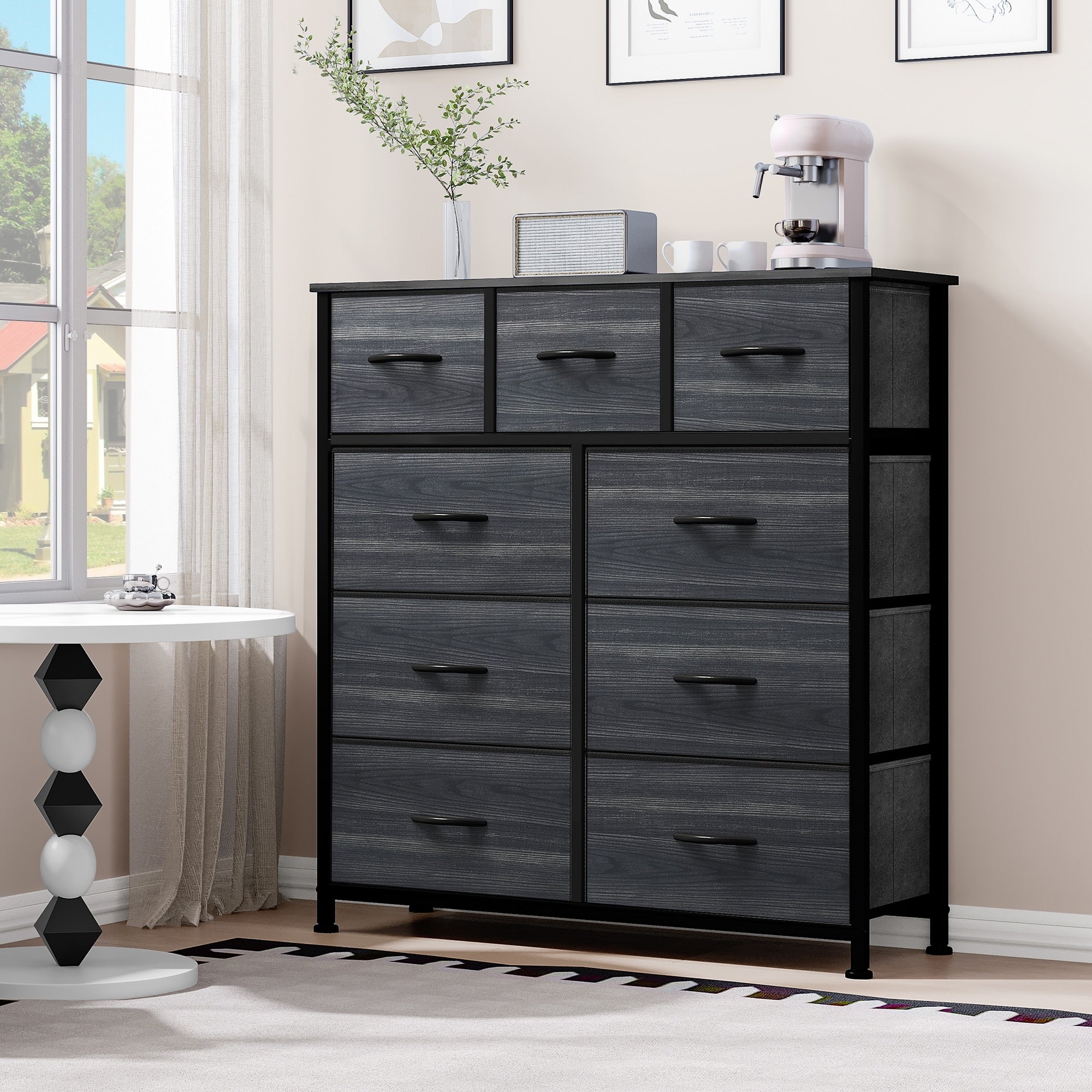 Commode de chambre moderne à 9 tiroirs avec tour de rangement