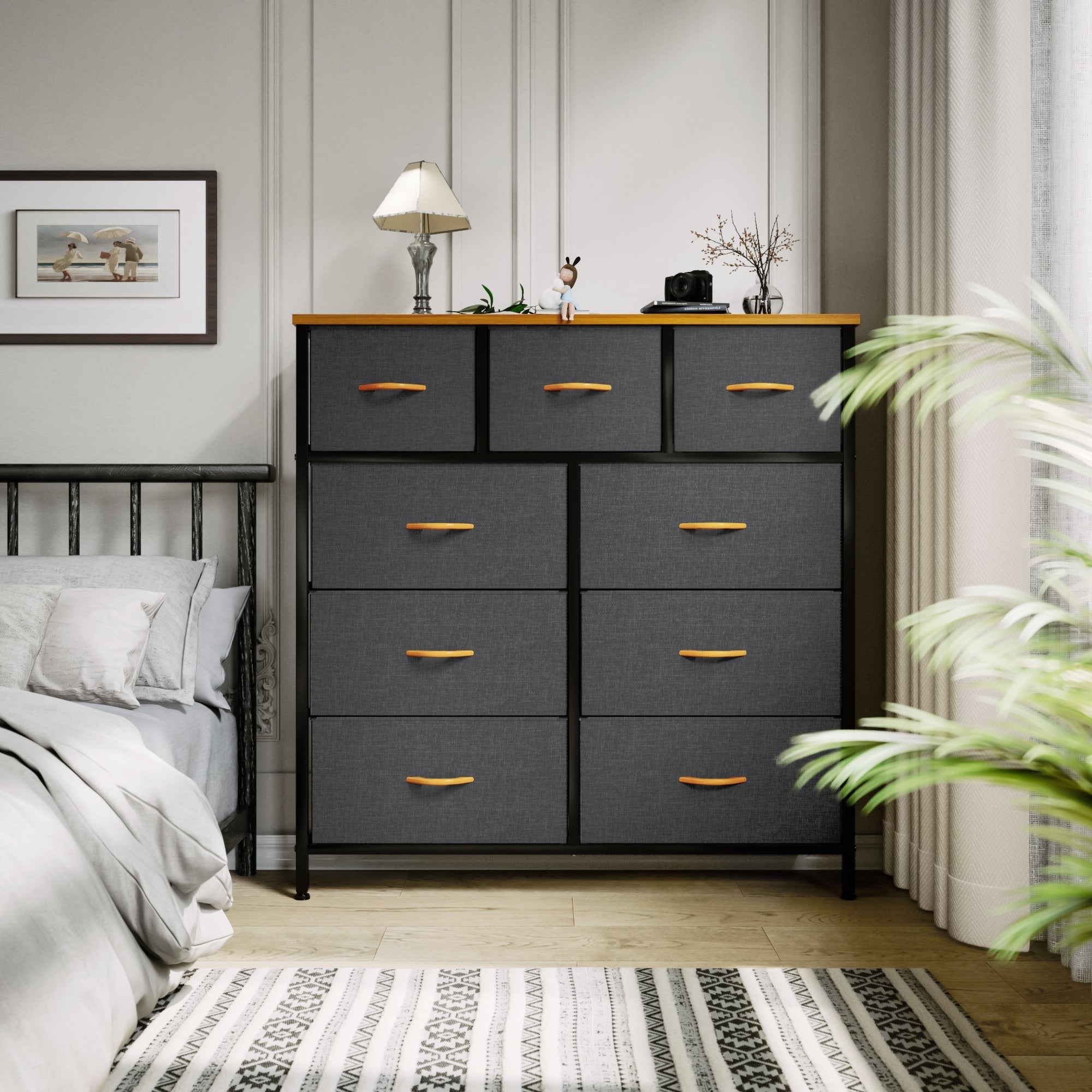 Commode de chambre moderne à 9 tiroirs avec tour de rangement