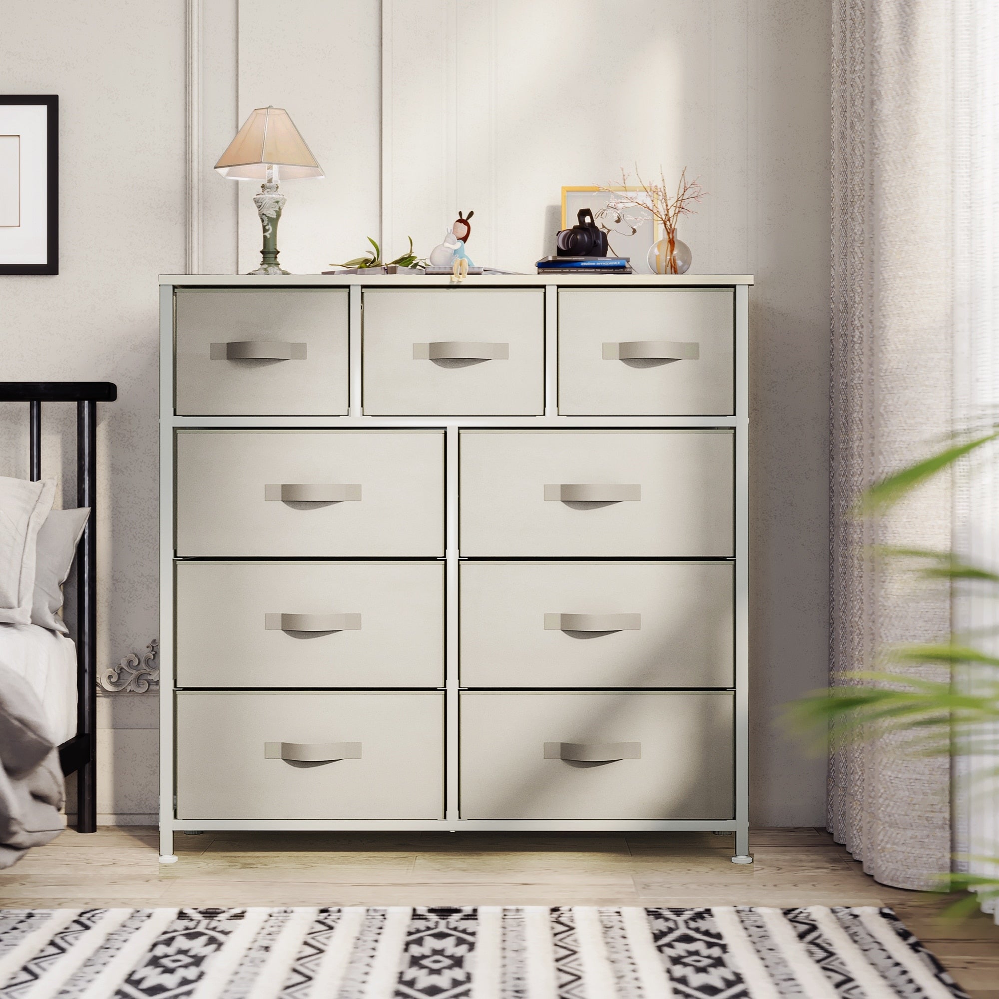 Commode de chambre moderne à 9 tiroirs avec tour de rangement