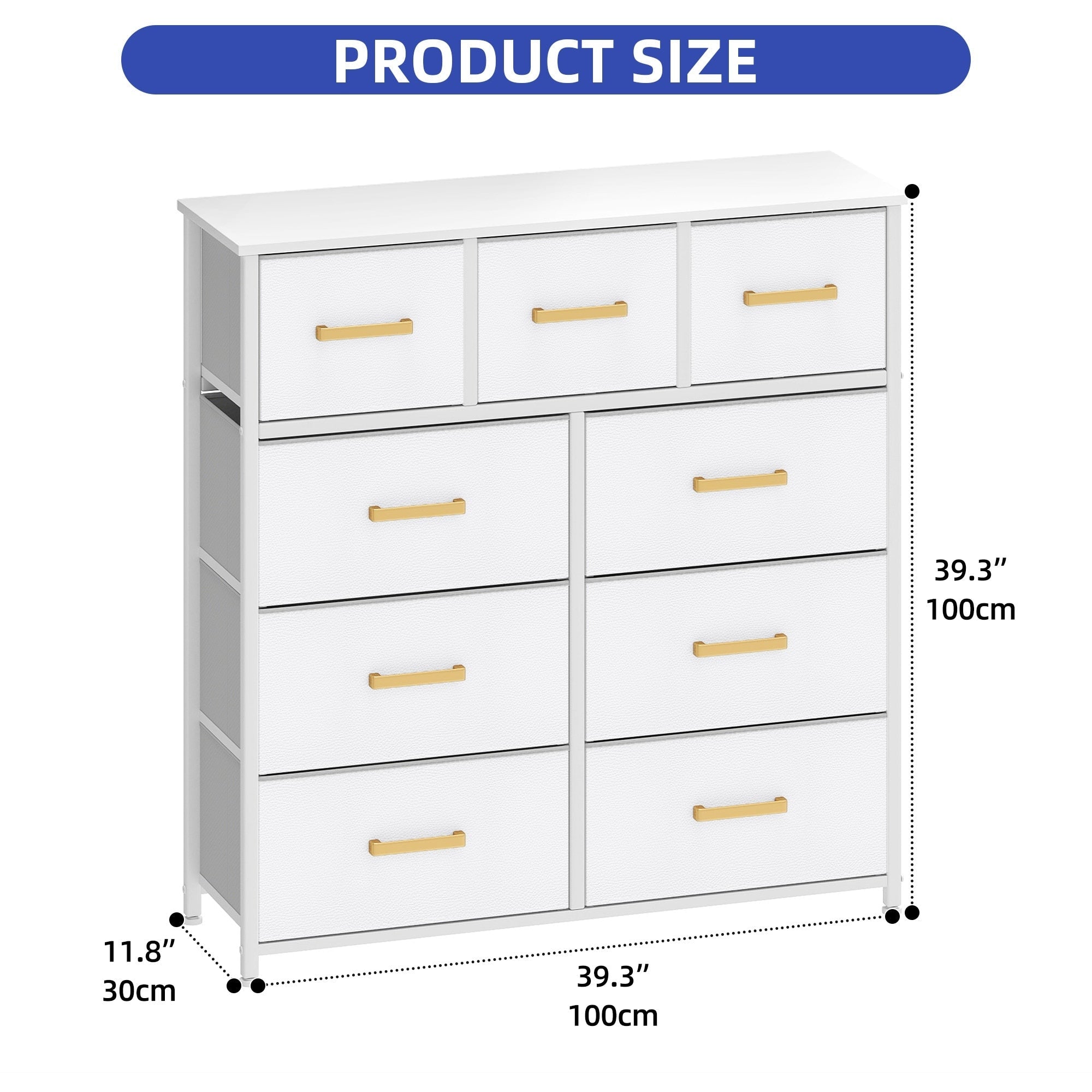 Commode de chambre moderne à 9 tiroirs avec tour de rangement