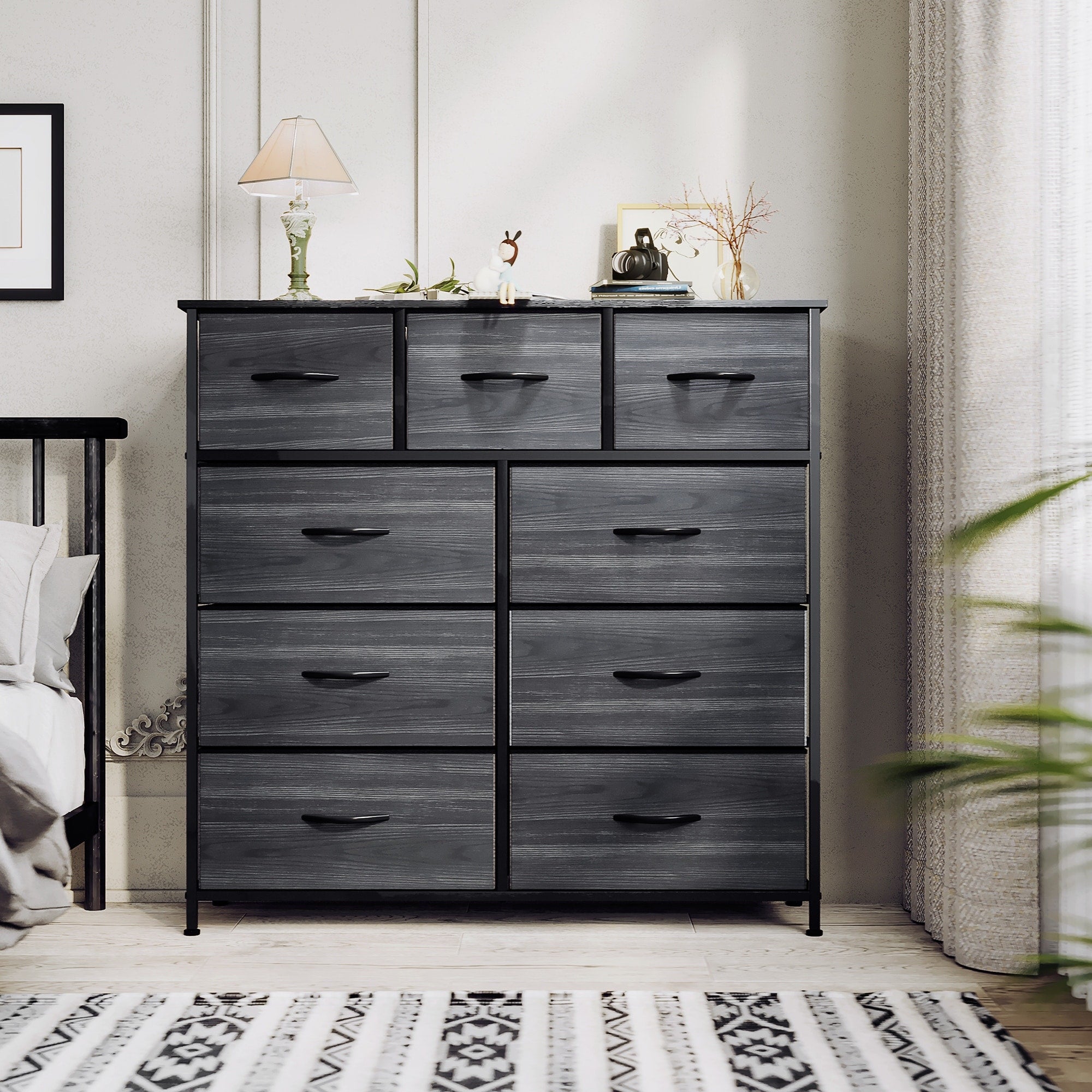 Commode de chambre moderne à 9 tiroirs avec tour de rangement