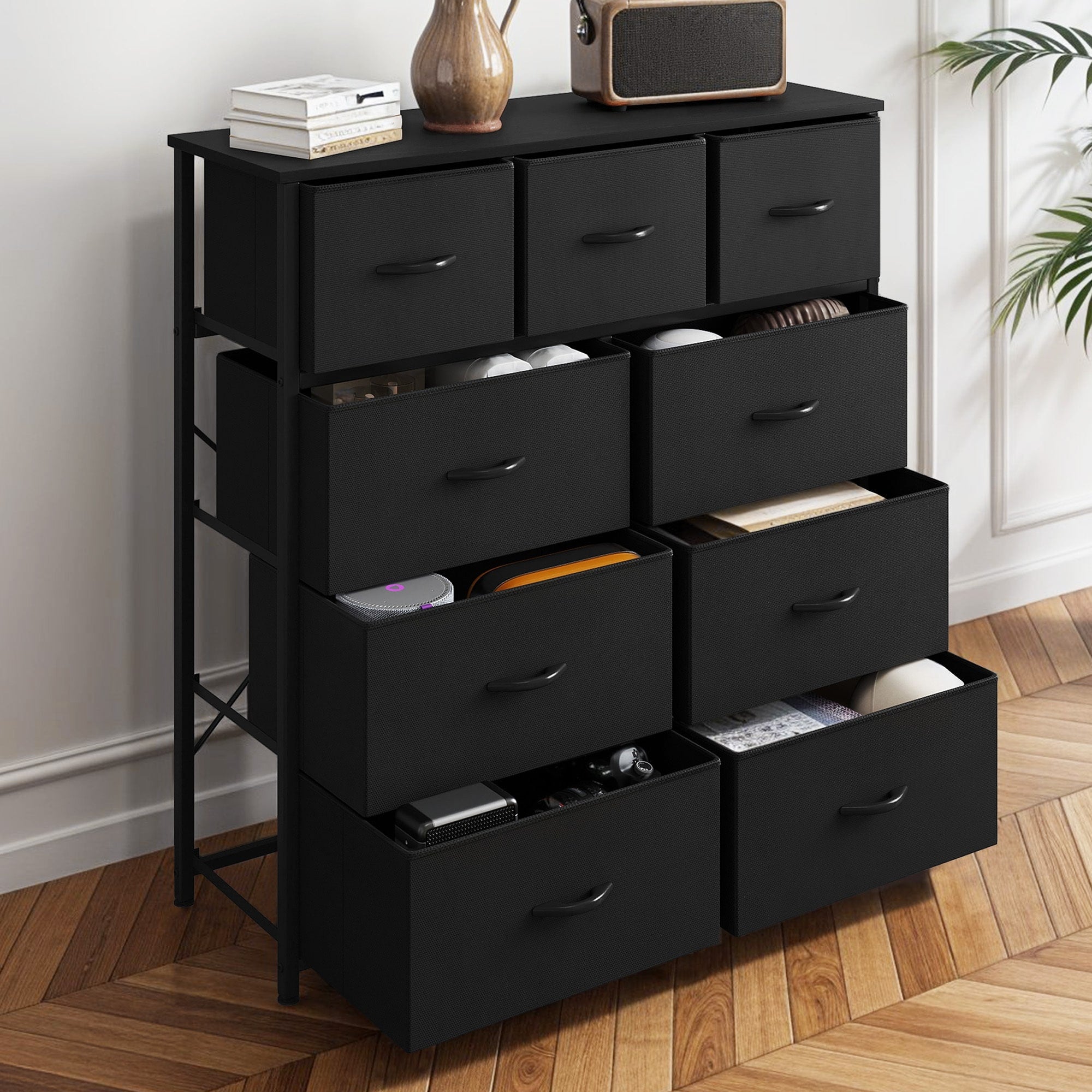 Commode de chambre moderne à 9 tiroirs avec tour de rangement