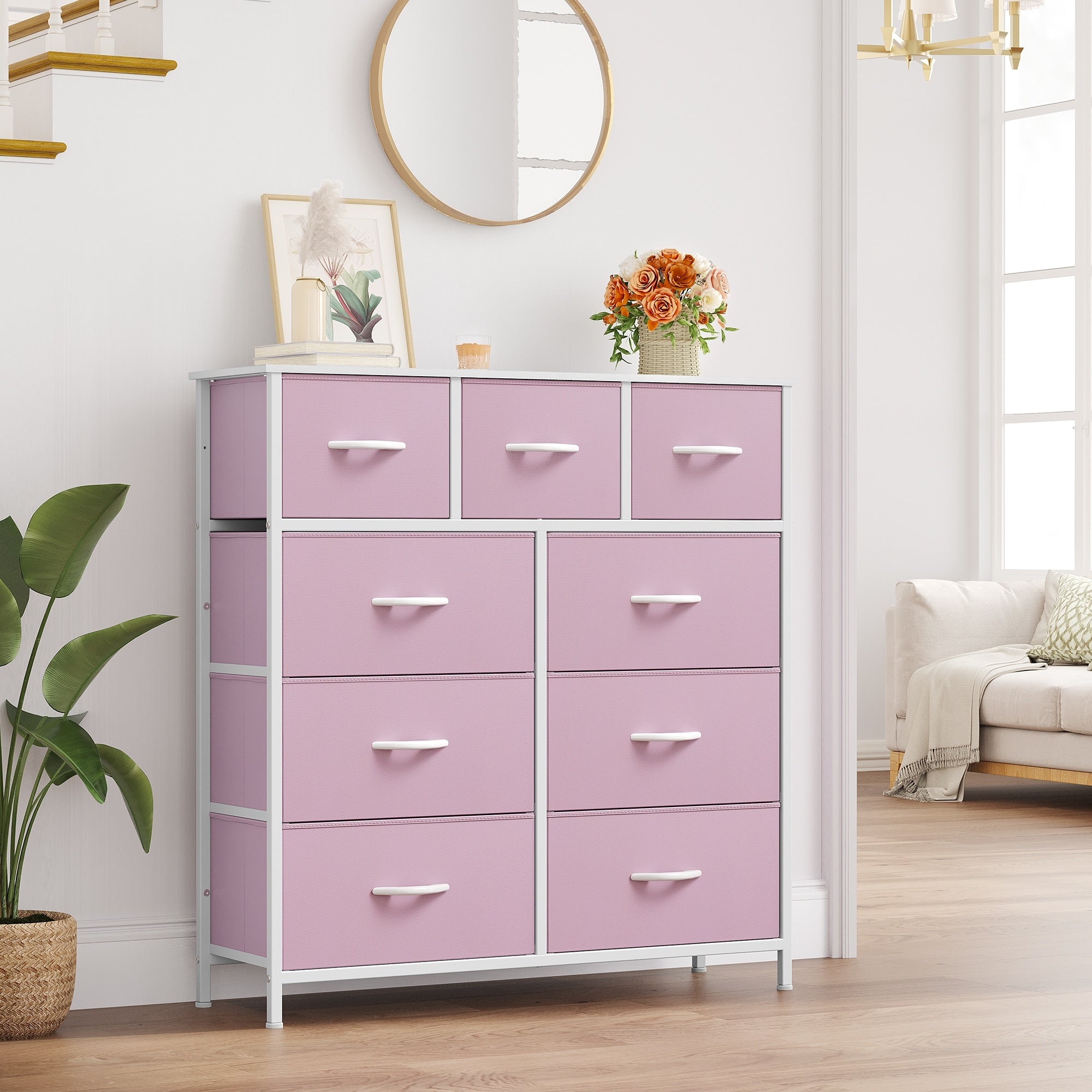 Commode de chambre moderne à 9 tiroirs avec tour de rangement