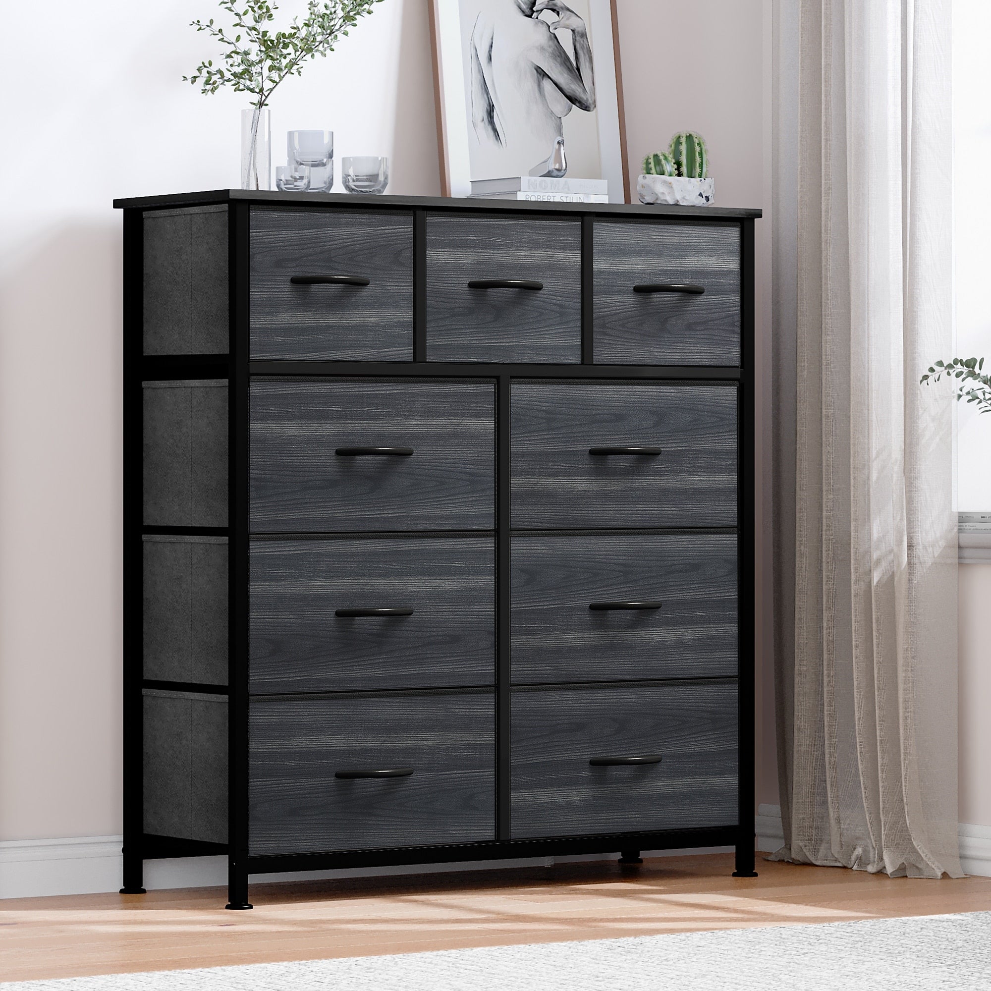 Commode de chambre moderne à 9 tiroirs avec tour de rangement