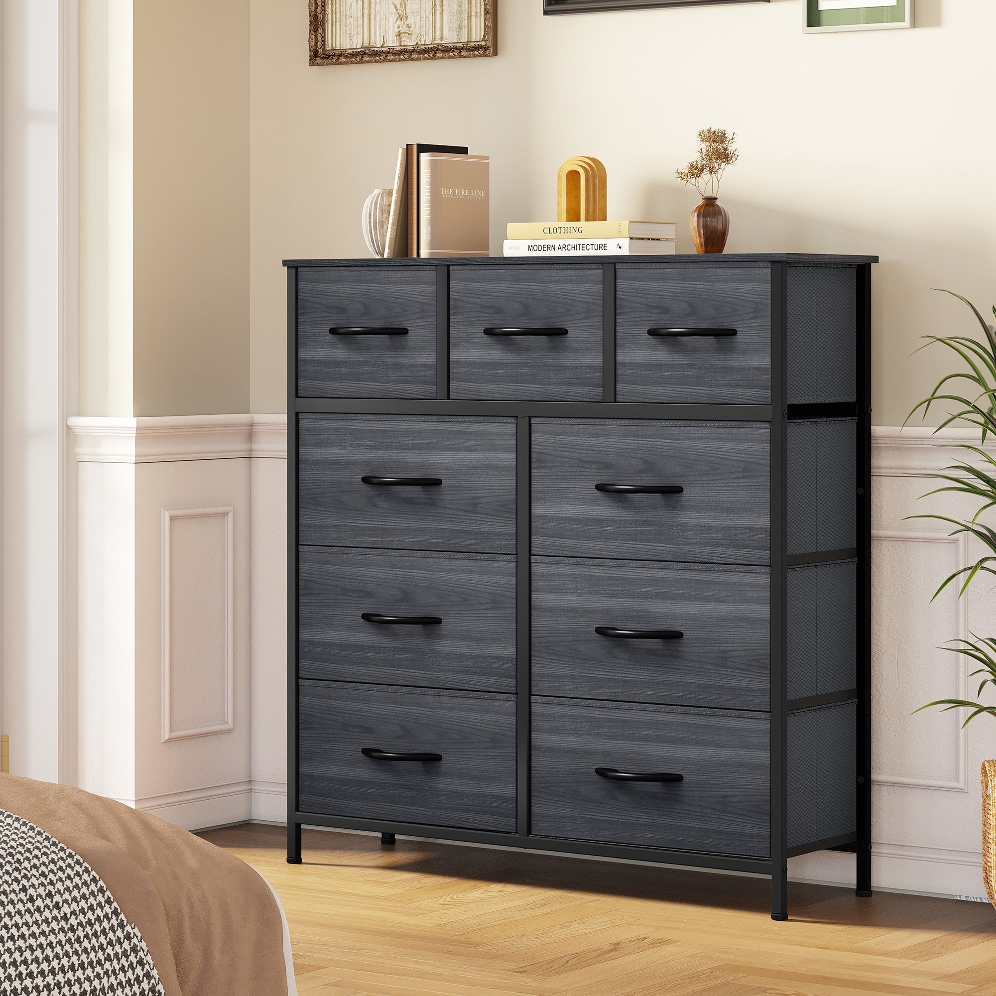 Commode de chambre moderne à 9 tiroirs avec tour de rangement