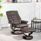 Chaise de bureau moderne à dossier réglable, pivotante à 360°, inclinable et manuelle, avec cadre en bois et repose-pieds