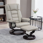 Chaise de bureau moderne à dossier réglable, pivotante à 360°, inclinable et manuelle, avec cadre en bois et repose-pieds