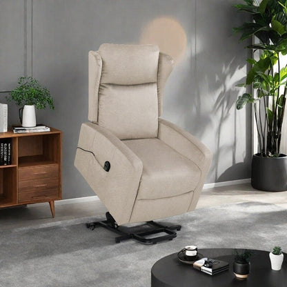 Fauteuil inclinable électrique réglable et moderne en lin, avec télécommande, poche latérale et repose-pieds télescopique