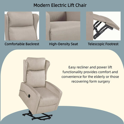 Fauteuil inclinable électrique réglable et moderne en lin, avec télécommande, poche latérale et repose-pieds télescopique