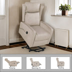 Fauteuil inclinable électrique réglable et moderne en lin, avec télécommande, poche latérale et repose-pieds télescopique
