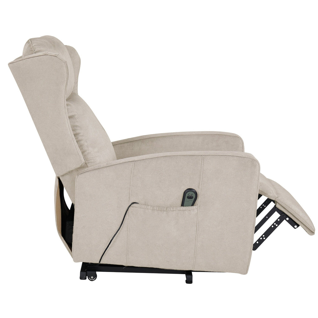 Fauteuil inclinable électrique réglable et moderne en lin, avec télécommande, poche latérale et repose-pieds télescopique