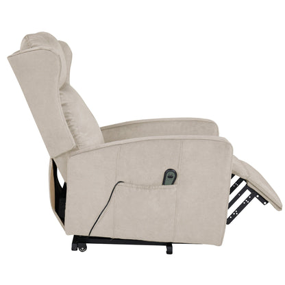 Fauteuil inclinable électrique réglable et moderne en lin, avec télécommande, poche latérale et repose-pieds télescopique