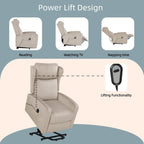 Fauteuil inclinable électrique réglable et moderne en lin, avec télécommande, poche latérale et repose-pieds télescopique