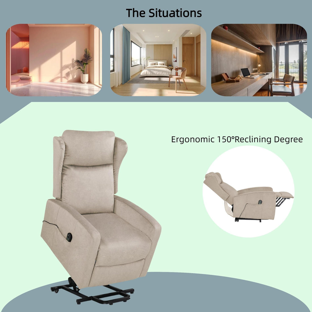 Fauteuil inclinable électrique réglable et moderne en lin, avec télécommande, poche latérale et repose-pieds télescopique