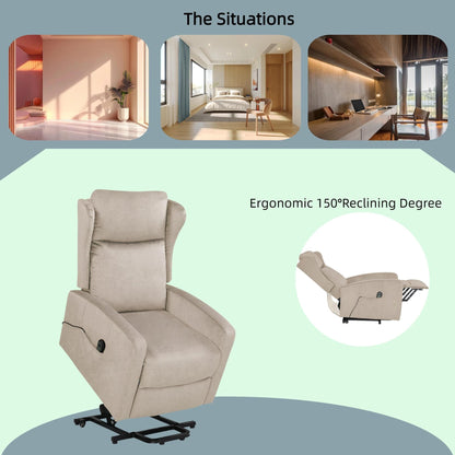 Fauteuil inclinable électrique réglable et moderne en lin, avec télécommande, poche latérale et repose-pieds télescopique