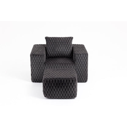 Canapé moderne en velours côtelé avec pouf
