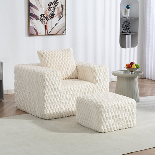 Canapé moderne en velours côtelé avec pouf