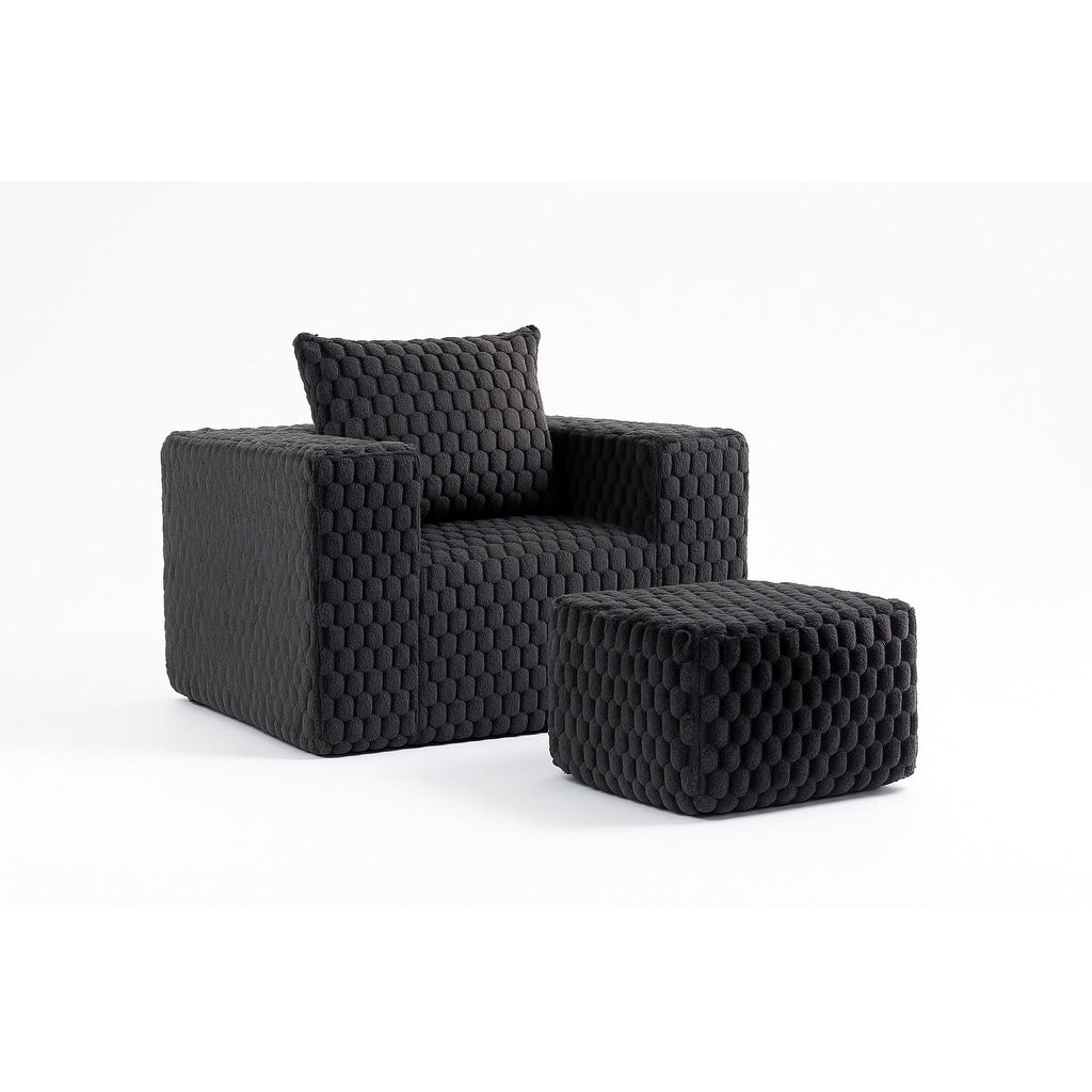 Canapé moderne en velours côtelé avec pouf