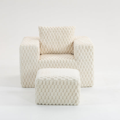 Canapé moderne en velours côtelé avec pouf
