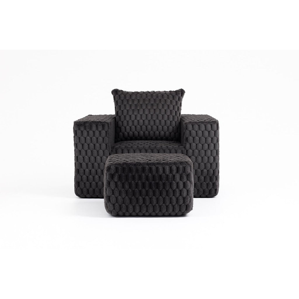 Canapé moderne en velours côtelé avec pouf