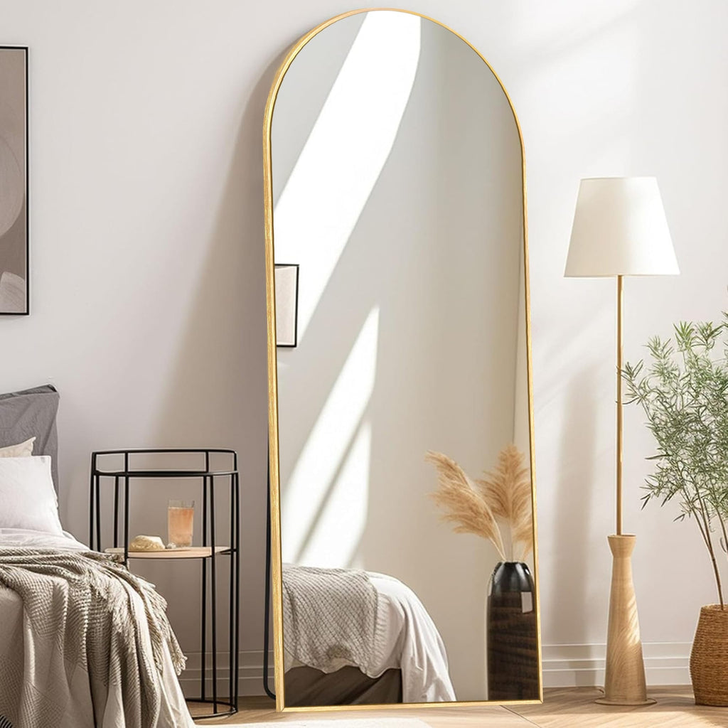 Miroir de sol moderne arqué en alliage d'aluminium sur toute la longueur