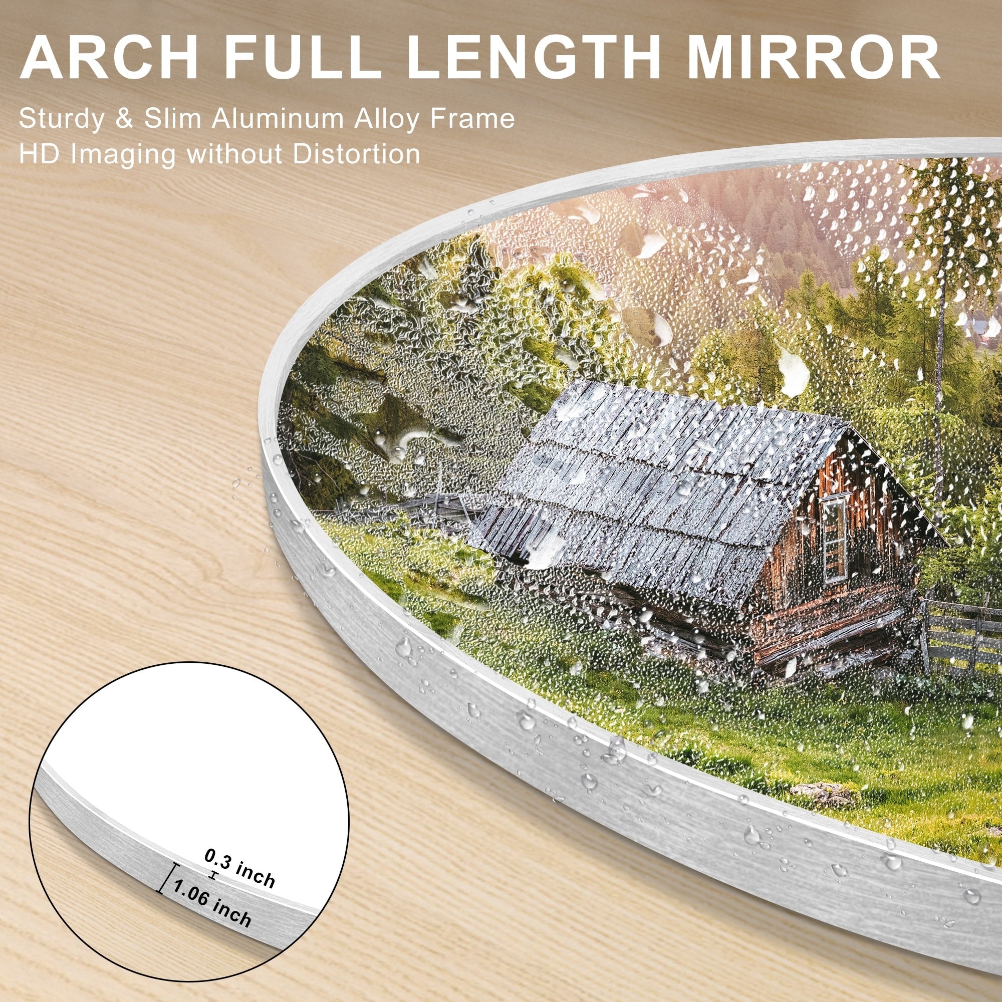 Miroir de sol moderne arqué en alliage d'aluminium sur toute la longueur