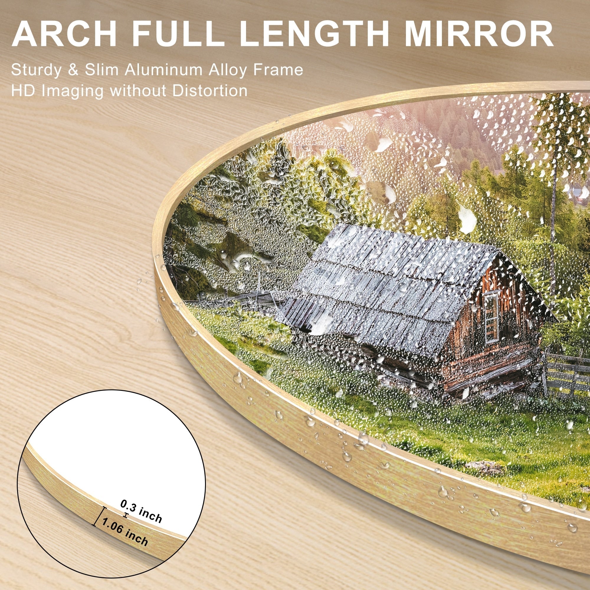 Miroir de sol moderne arqué en alliage d'aluminium sur toute la longueur