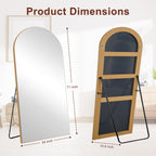 Miroir sur pied en bois moderne et arqué sur toute la longueur