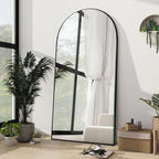 Miroir sur pied en bois moderne et arqué sur toute la longueur