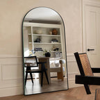 Miroir sur pied en bois moderne et arqué sur toute la longueur