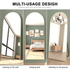 Miroir sur pied en bois moderne et arqué sur toute la longueur