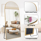 Miroir sur pied en bois moderne et arqué sur toute la longueur