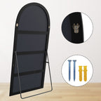 Miroir sur pied en bois moderne et arqué sur toute la longueur