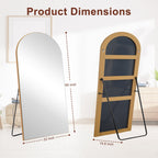 Miroir sur pied en bois moderne et arqué sur toute la longueur