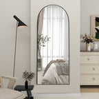 Miroir sur pied en bois moderne et arqué sur toute la longueur