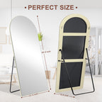 Miroir sur pied en bois moderne et arqué sur toute la longueur