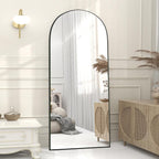 Miroir sur pied en bois moderne et arqué sur toute la longueur