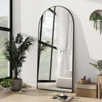 Miroir sur pied en bois moderne et arqué sur toute la longueur