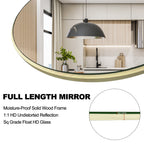 Miroir sur pied en bois moderne et arqué sur toute la longueur