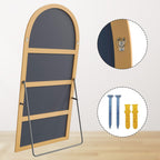 Miroir sur pied en bois moderne et arqué sur toute la longueur