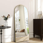 Miroir sur pied en bois moderne et arqué sur toute la longueur