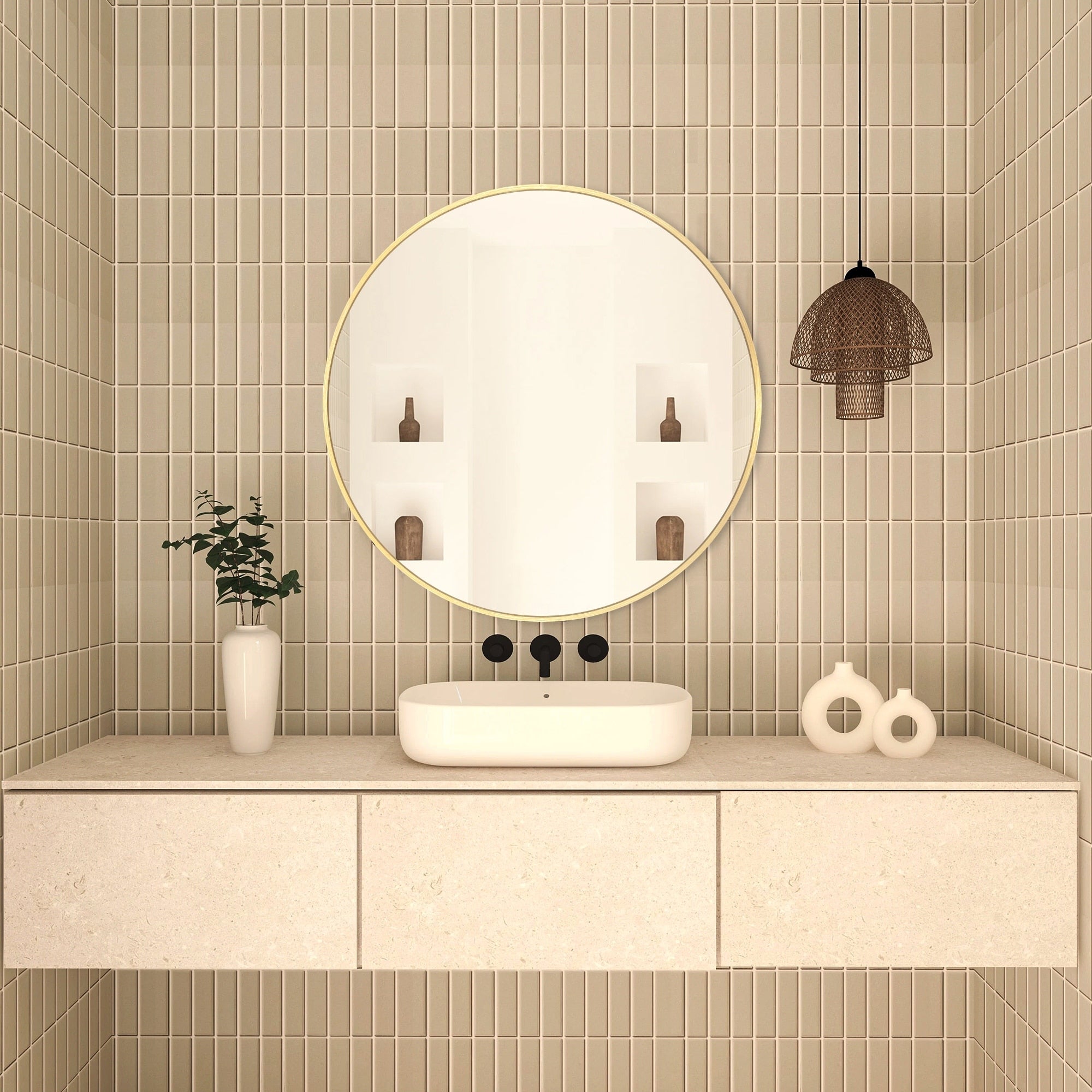 Miroir de salle de bain rond mural moderne