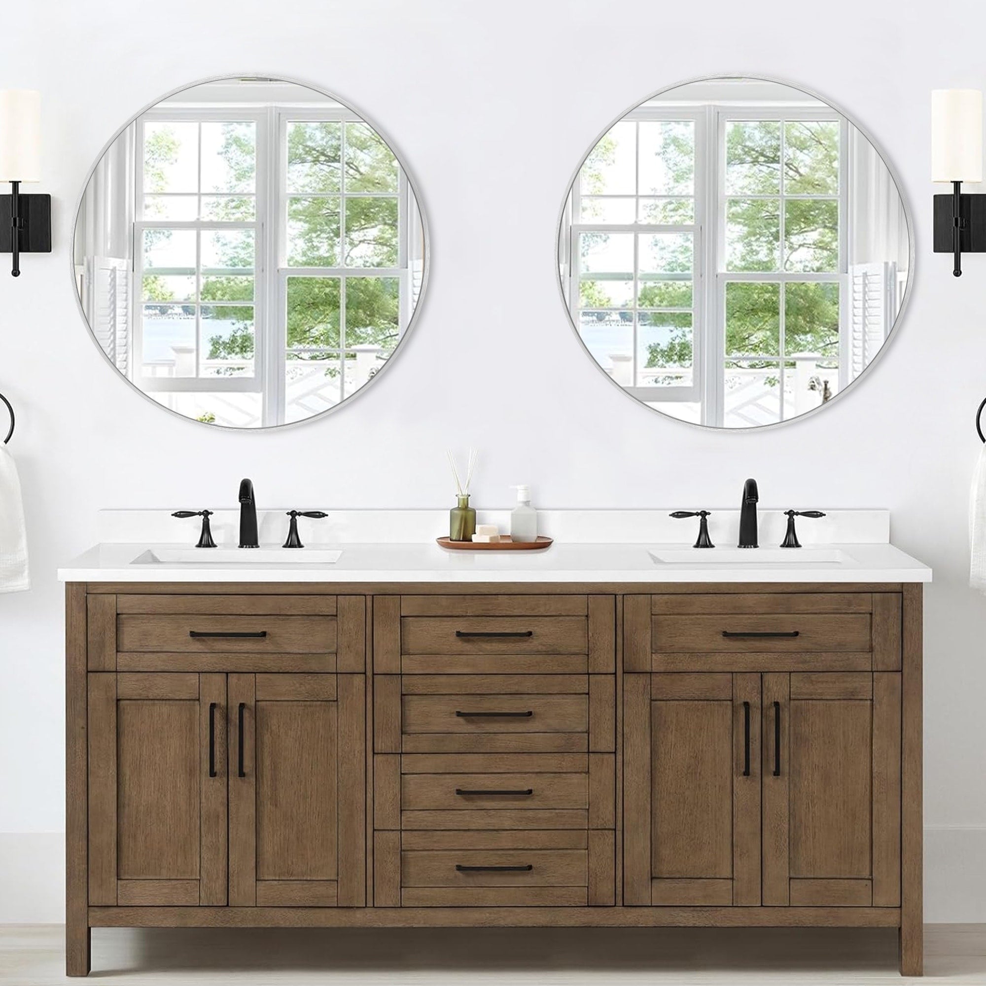 Miroir de salle de bain rond mural moderne