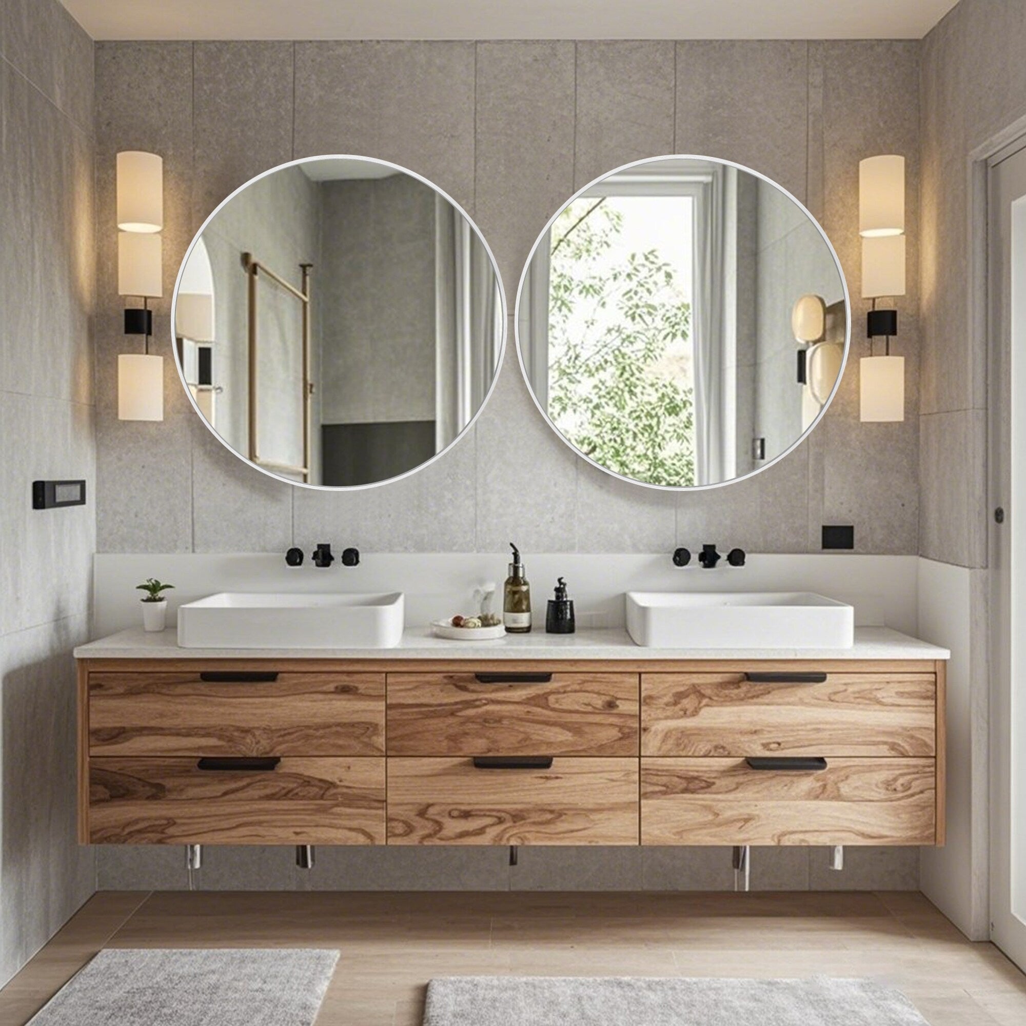 Miroir de salle de bain rond mural moderne