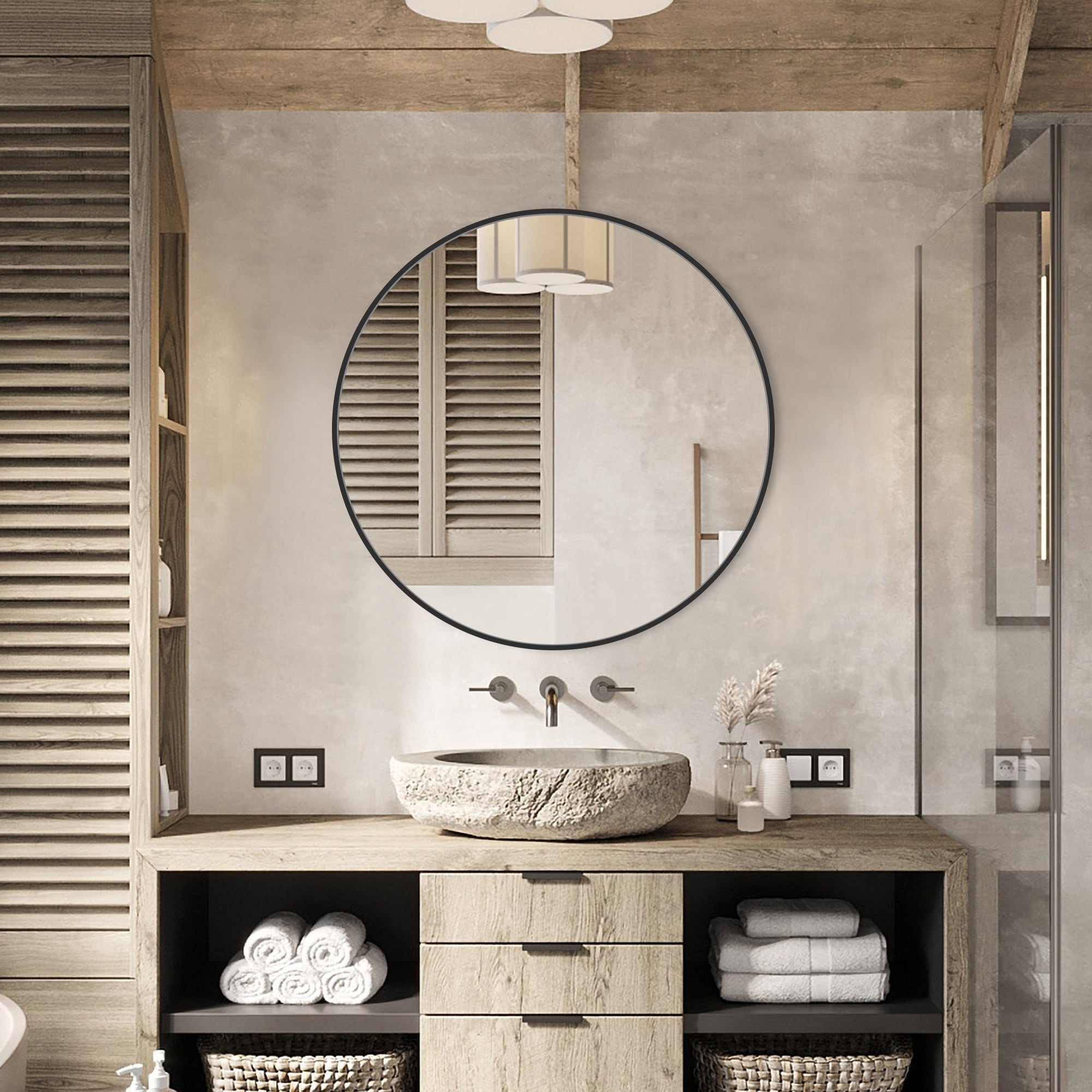 Miroir de salle de bain rond mural moderne